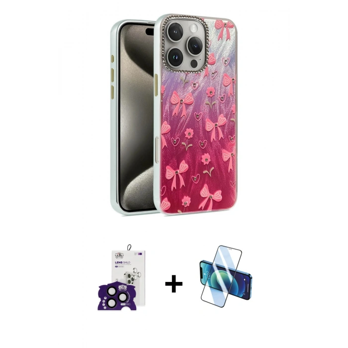 MARSİLYAN™- iPhone 16 Pro Max Kılıf Zirve Modern Prime - Siyah 3D Antistatik Seramik Nano Ekran Koruyucu + Bilvis Titan Kamera Lens - SH