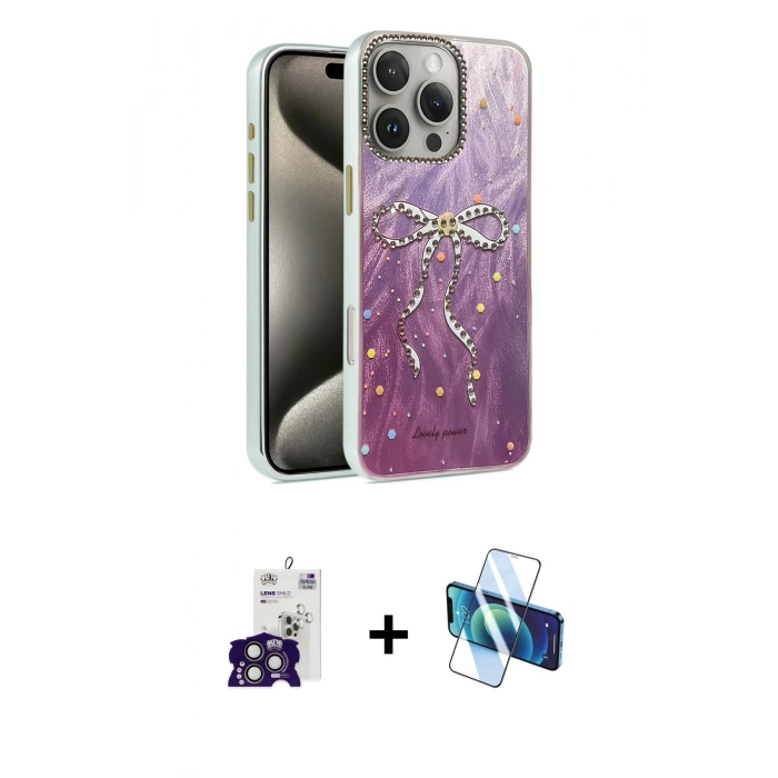 MARSİLYAN™- iPhone 16 Pro Max Kılıf Zirve Modern Prime - Siyah 3D Antistatik Seramik Nano Ekran Koruyucu + Bilvis Titan Kamera Lens - TMGI