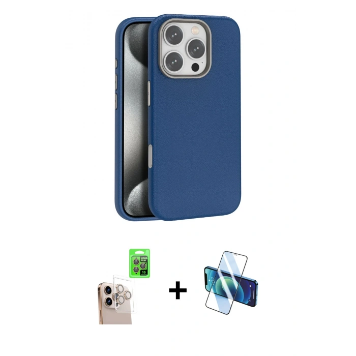 MARSİLYAN™- iPhone 16 Pro Max Kılıf Zirve Modern Prime - Siyah 3D Antistatik Seramik Nano Ekran Koruyucu + Raze Metal Kamera Lens - NLGY