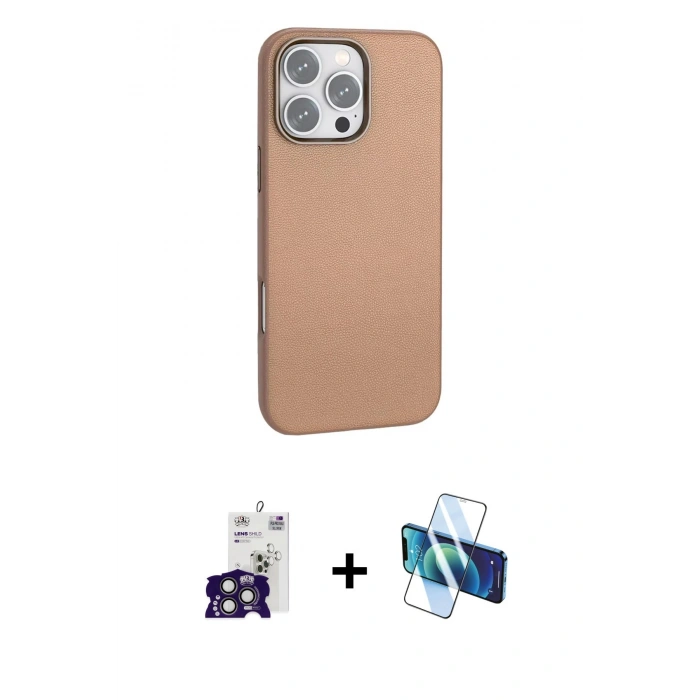 MARSİLYAN™- iPhone 16 Pro Max Kılıf Zirve Modern Prime - Siyah 3D Antistatik Seramik Nano Ekran Koruyucu + Bilvis Titan Kamera Lens - TMGI