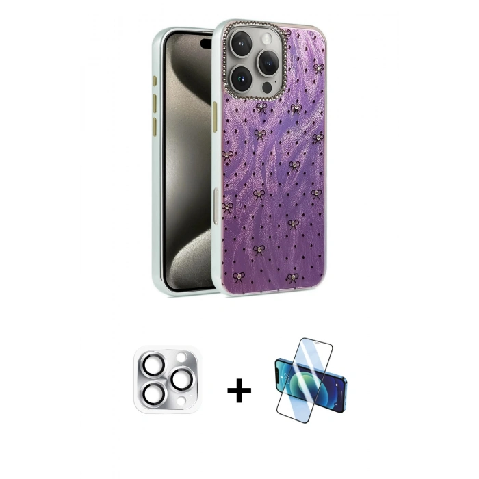 MARSİLYAN™- iPhone 16 Pro Max Kılıf Zirve Modern Prime - Siyah 3D Antistatik Seramik Nano Ekran Koruyucu + Pers Alüminyum Kamera Lens - GS