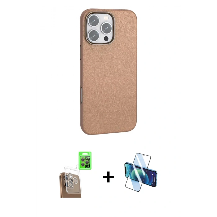 MARSİLYAN™- iPhone 16 Pro Max Kılıf Zirve Modern Prime - Siyah 3D Antistatik Seramik Nano Ekran Koruyucu + Raze Metal Kamera Lens - CLTM