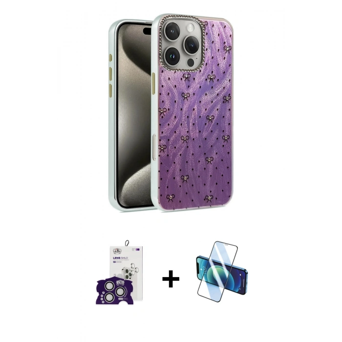 MARSİLYAN™- iPhone 16 Pro Max Kılıf Zirve Modern Prime - Siyah 3D Antistatik Seramik Nano Ekran Koruyucu + Bilvis Titan Kamera Lens - GS
