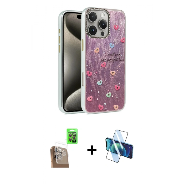 MARSİLYAN™- iPhone 16 Pro Max Kılıf Zirve Modern Prime - Siyah 3D Antistatik Seramik Nano Ekran Koruyucu + Raze Metal Kamera Lens - CLTM