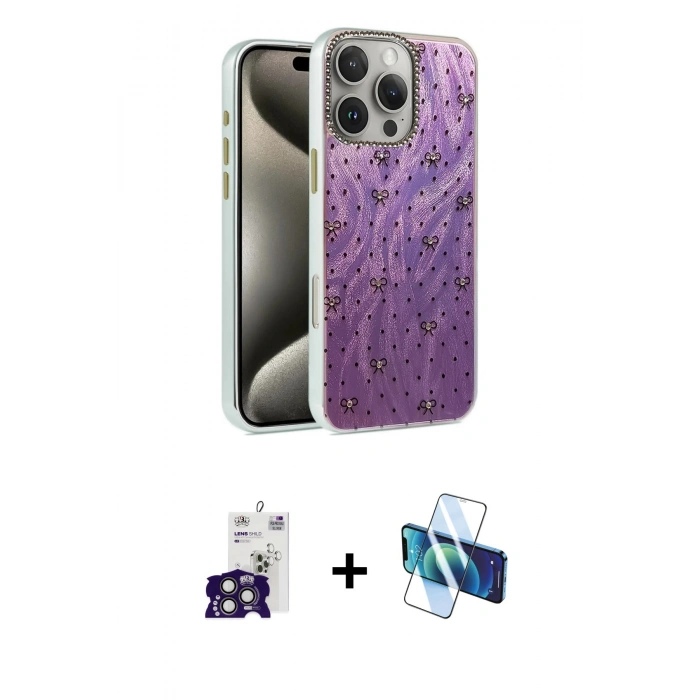 MARSİLYAN™- iPhone 16 Pro Max Kılıf Zirve Modern Prime - Siyah 3D Antistatik Seramik Nano Ekran Koruyucu + Bilvis Titan Kamera Lens - TMGI