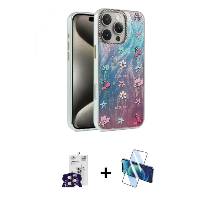 MARSİLYAN™- iPhone 16 Pro Max Kılıf Zirve Modern Prime - Siyah 3D Antistatik Seramik Nano Ekran Koruyucu + Bilvis Titan Kamera Lens - TMGI