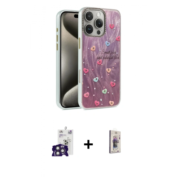 MARSİLYAN™- iPhone 16 Pro Max Kılıf Zirve Modern Prime - Siyah Bilvis 3D Cam Ekran Koruyucu + Bilvis Titan Kamera Lens - TMGI
