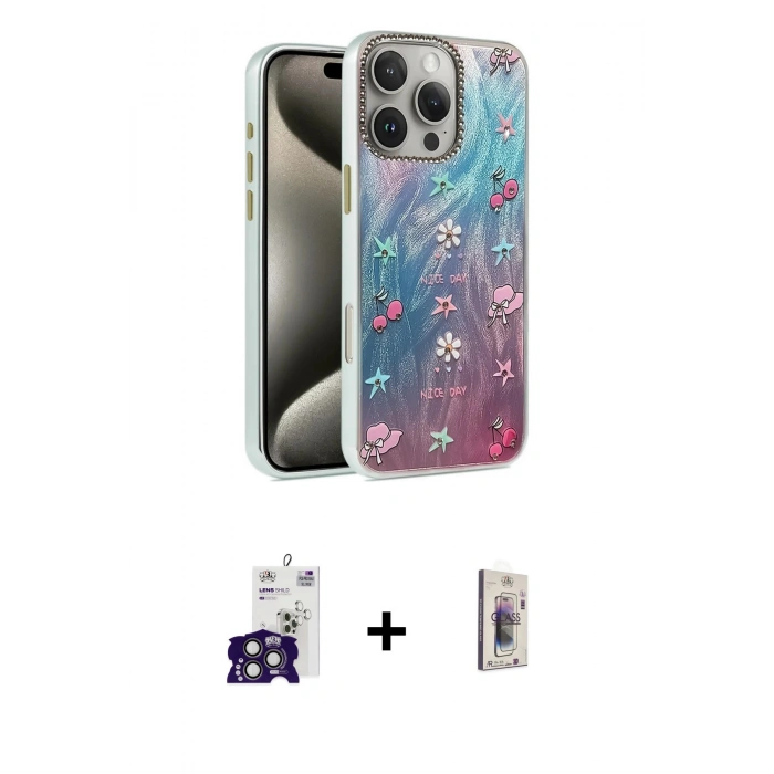 MARSİLYAN™- iPhone 16 Pro Max Kılıf Zirve Modern Prime - Siyah Bilvis 3D Cam Ekran Koruyucu + Bilvis Titan Kamera Lens - TMGI