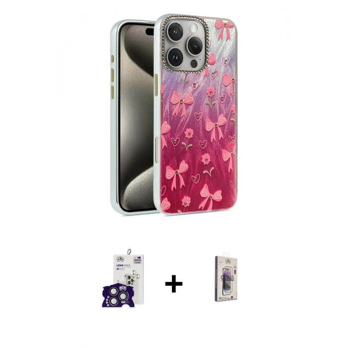 MARSİLYAN™- iPhone 16 Pro Max Kılıf Zirve Modern Prime - Siyah Bilvis 3D Cam Ekran Koruyucu + Bilvis Titan Kamera Lens - TMGI