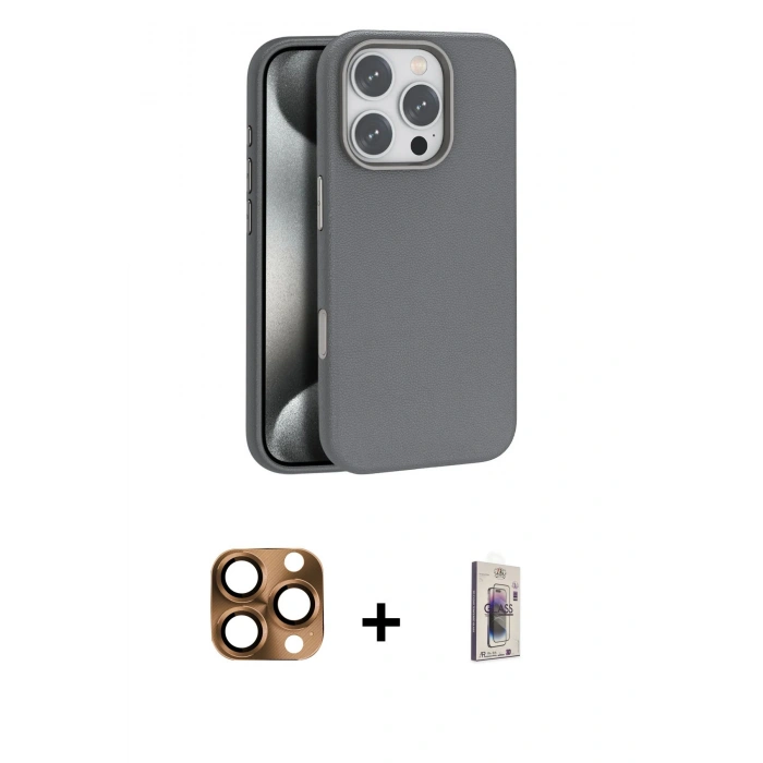 MARSİLYAN™- iPhone 16 Pro Max Kılıf Zirve Modern Prime - Siyah Bilvis 3D Cam Ekran Koruyucu + Çöl Titanyum Pers Alüminyum Kamera Lens