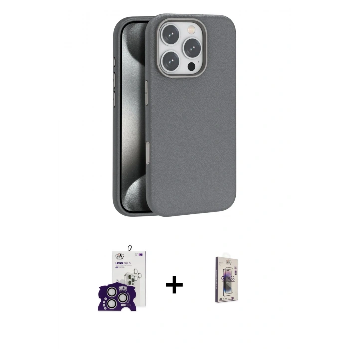 MARSİLYAN™- iPhone 16 Pro Max Kılıf Zirve Modern Prime - Siyah Bilvis 3D Cam Ekran Koruyucu + Bilvis Titan Kamera Lens - GS