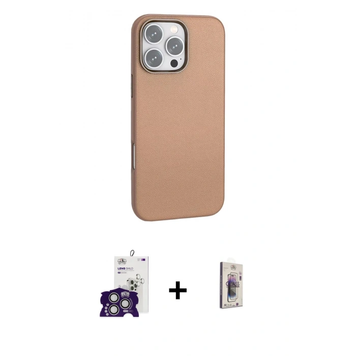 MARSİLYAN™- iPhone 16 Pro Max Kılıf Zirve Modern Prime - Siyah Bilvis 3D Cam Ekran Koruyucu + Bilvis Titan Kamera Lens - GS