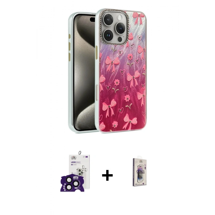 MARSİLYAN™- iPhone 16 Pro Max Kılıf Zirve Modern Prime - Siyah Bilvis 3D Cam Ekran Koruyucu + Bilvis Titan Kamera Lens - SH