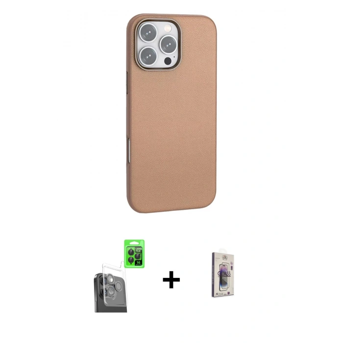 MARSİLYAN™- iPhone 16 Pro Max Kılıf Zirve Modern Prime - Siyah Bilvis 3D Cam Ekran Koruyucu + Raze Metal Kamera Lens - SH