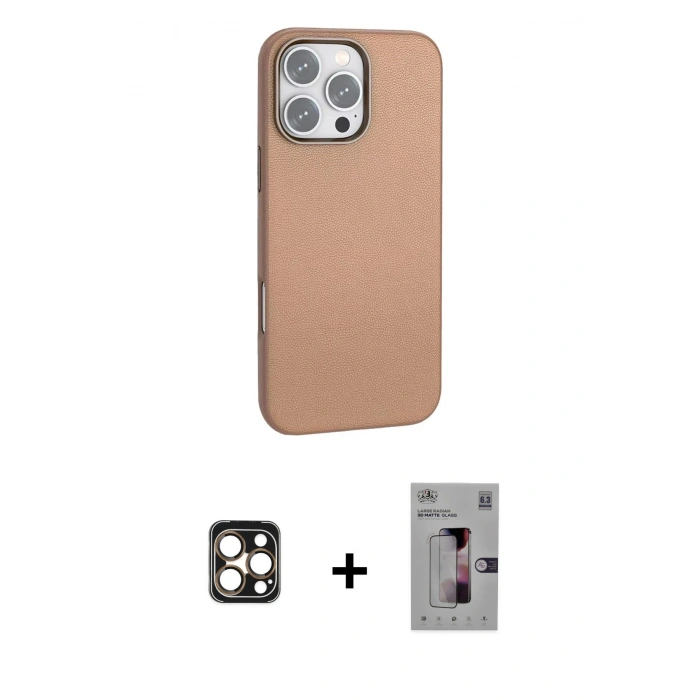 MARSİLYAN™- iPhone 16 Pro Max Kılıf Zirve Modern Prime - Siyah Bilvis 3D Mat Cam Ekran Koruyucu + PVD Metal Kamera Lens - GD