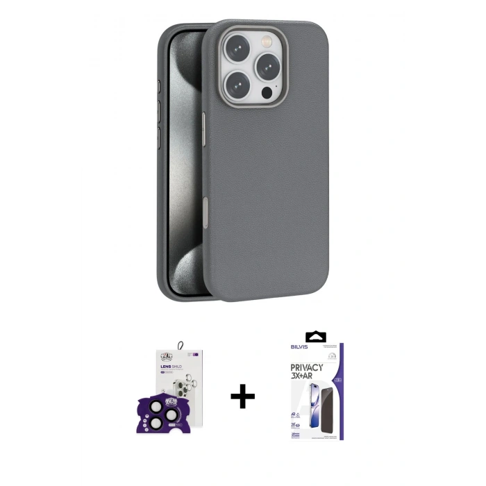 MARSİLYAN™- iPhone 16 Pro Max Kılıf Zirve Modern Prime - Siyah Bilvis 3X AR Hayalet Cam Ekran Koruyucu + Bilvis Titan Kamera Lens - SH