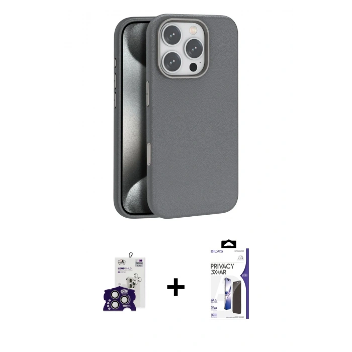 MARSİLYAN™- iPhone 16 Pro Max Kılıf Zirve Modern Prime - Siyah Bilvis 3X AR Hayalet Cam Ekran Koruyucu + Bilvis Titan Kamera Lens - TMGI
