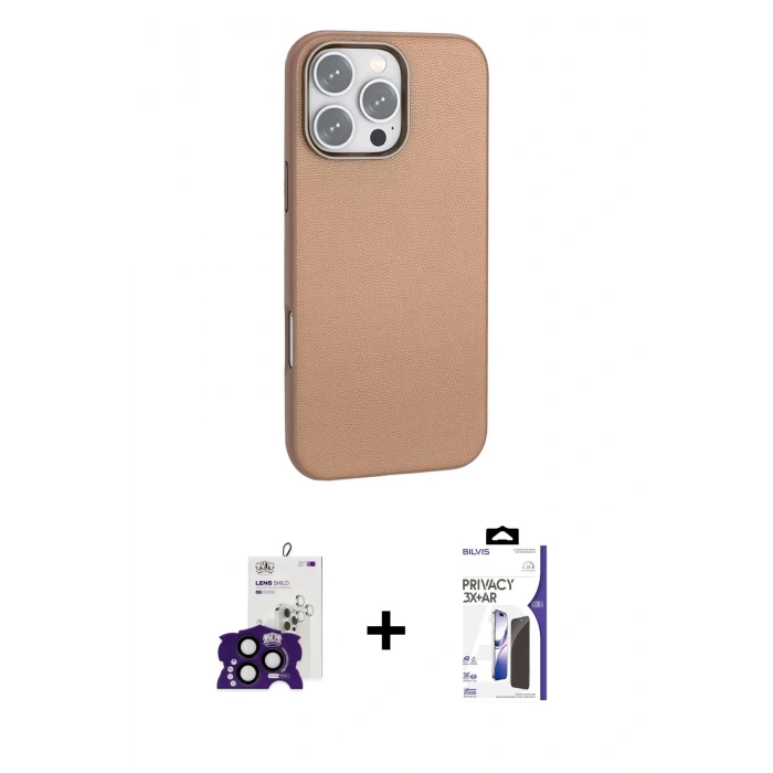 MARSİLYAN™- iPhone 16 Pro Max Kılıf Zirve Modern Prime - Siyah Bilvis 3X AR Hayalet Cam Ekran Koruyucu + Bilvis Titan Kamera Lens - SH