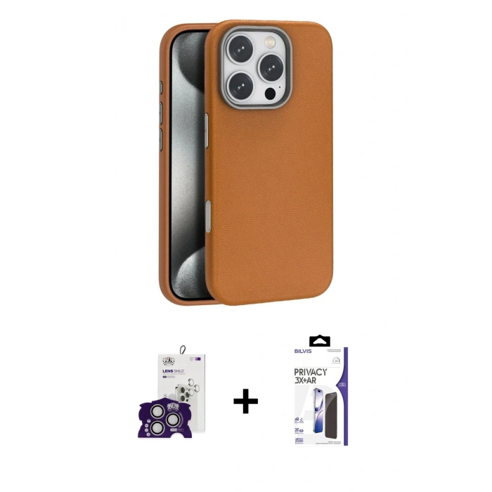 MARSİLYAN™- iPhone 16 Pro Max Kılıf Zirve Modern Prime - Siyah Bilvis 3X AR Hayalet Cam Ekran Koruyucu + Bilvis Titan Kamera Lens - GS