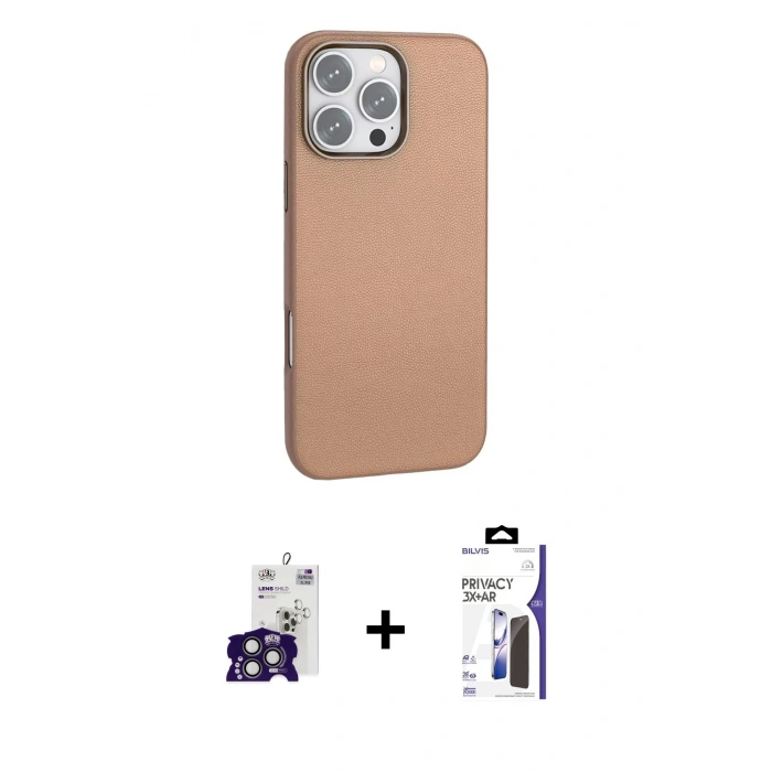 MARSİLYAN™- iPhone 16 Pro Max Kılıf Zirve Modern Prime - Siyah Bilvis 3X AR Hayalet Cam Ekran Koruyucu + Bilvis Titan Kamera Lens - TMGI