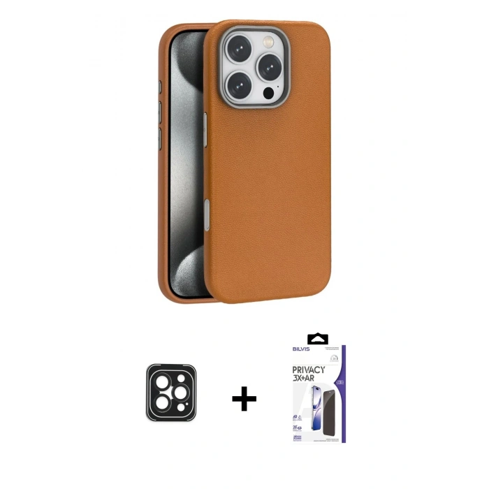 MARSİLYAN™- iPhone 16 Pro Max Kılıf Zirve Modern Prime - Siyah Bilvis 3X AR Hayalet Cam Ekran Koruyucu + PVD Metal Kamera Lens - SH