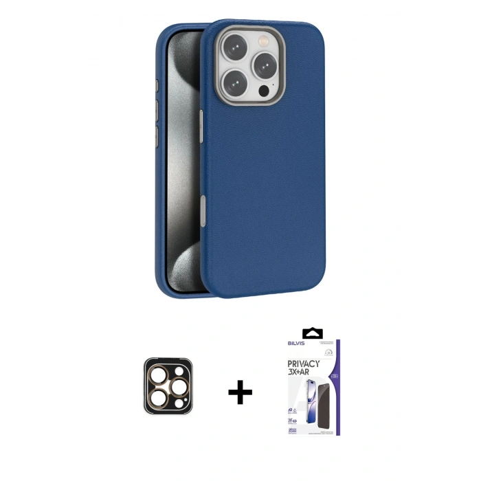 MARSİLYAN™- iPhone 16 Pro Max Kılıf Zirve Modern Prime - Siyah Bilvis 3X AR Hayalet Cam Ekran Koruyucu + PVD Metal Kamera Lens - GD