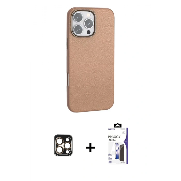 MARSİLYAN™- iPhone 16 Pro Max Kılıf Zirve Modern Prime - Siyah Bilvis 3X AR Hayalet Cam Ekran Koruyucu + PVD Metal Kamera Lens - GD