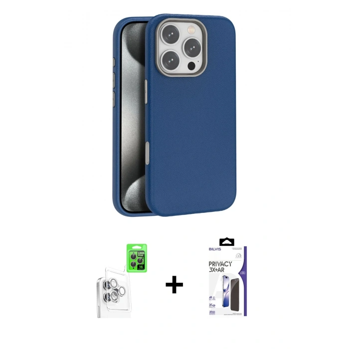 MARSİLYAN™- iPhone 16 Pro Max Kılıf Zirve Modern Prime - Siyah Bilvis 3X AR Hayalet Cam Ekran Koruyucu + Raze Metal Kamera Lens - BZ