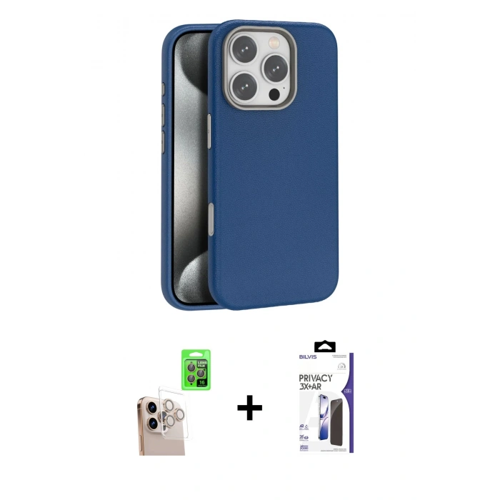 MARSİLYAN™- iPhone 16 Pro Max Kılıf Zirve Modern Prime - Siyah Bilvis 3X AR Hayalet Cam Ekran Koruyucu + Raze Metal Kamera Lens - NLGY