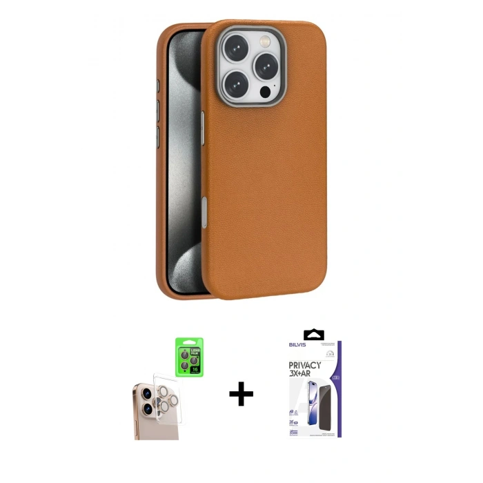 MARSİLYAN™- iPhone 16 Pro Max Kılıf Zirve Modern Prime - Siyah Bilvis 3X AR Hayalet Cam Ekran Koruyucu + Raze Metal Kamera Lens - NLGY