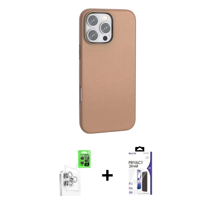 MARSİLYAN™- iPhone 16 Pro Max Kılıf Zirve Modern Prime - Siyah Bilvis 3X AR Hayalet Cam Ekran Koruyucu + Raze Metal Kamera Lens - BZ