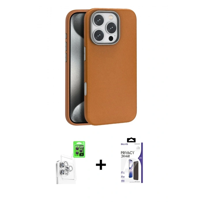 MARSİLYAN™- iPhone 16 Pro Max Kılıf Zirve Modern Prime - Siyah Bilvis 3X AR Hayalet Cam Ekran Koruyucu + Raze Metal Kamera Lens - BZ
