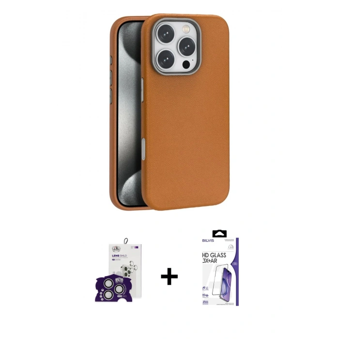 MARSİLYAN™- iPhone 16 Pro Max Kılıf Zirve Modern Prime - Siyah Bilvis 3X AR HD Cam Ekran Koruyucu + Bilvis Titan Kamera Lens - GS