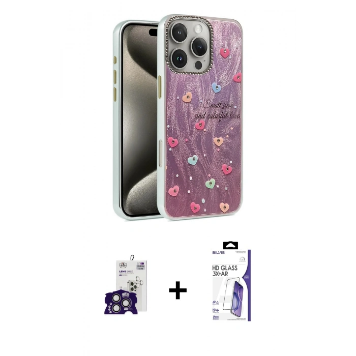 MARSİLYAN™- iPhone 16 Pro Max Kılıf Zirve Modern Prime - Siyah Bilvis 3X AR HD Cam Ekran Koruyucu + Bilvis Titan Kamera Lens - TMGI