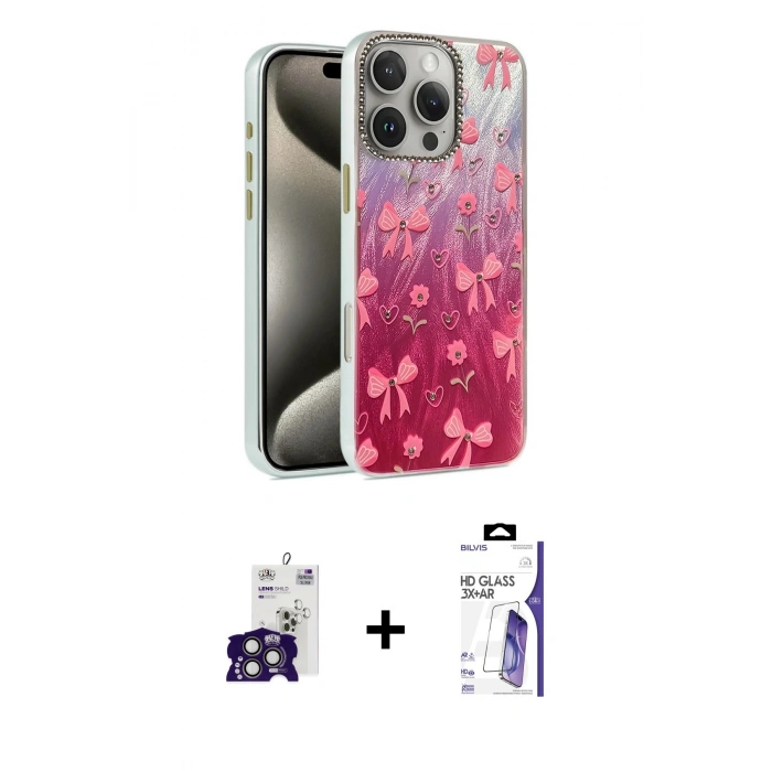 MARSİLYAN™- iPhone 16 Pro Max Kılıf Zirve Modern Prime - Siyah Bilvis 3X AR HD Cam Ekran Koruyucu + Bilvis Titan Kamera Lens - TMGI