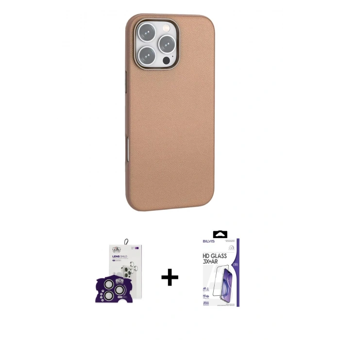 MARSİLYAN™- iPhone 16 Pro Max Kılıf Zirve Modern Prime - Siyah Bilvis 3X AR HD Cam Ekran Koruyucu + Bilvis Titan Kamera Lens - GS