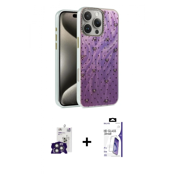 MARSİLYAN™- iPhone 16 Pro Max Kılıf Zirve Modern Prime - Siyah Bilvis 3X AR HD Cam Ekran Koruyucu + Bilvis Titan Kamera Lens - TMGI
