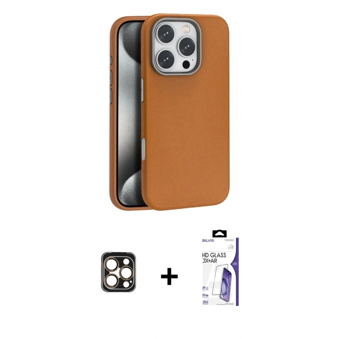 MARSİLYAN™- iPhone 16 Pro Max Kılıf Zirve Modern Prime - Siyah Bilvis 3X AR HD Cam Ekran Koruyucu + PVD Metal Kamera Lens - GD