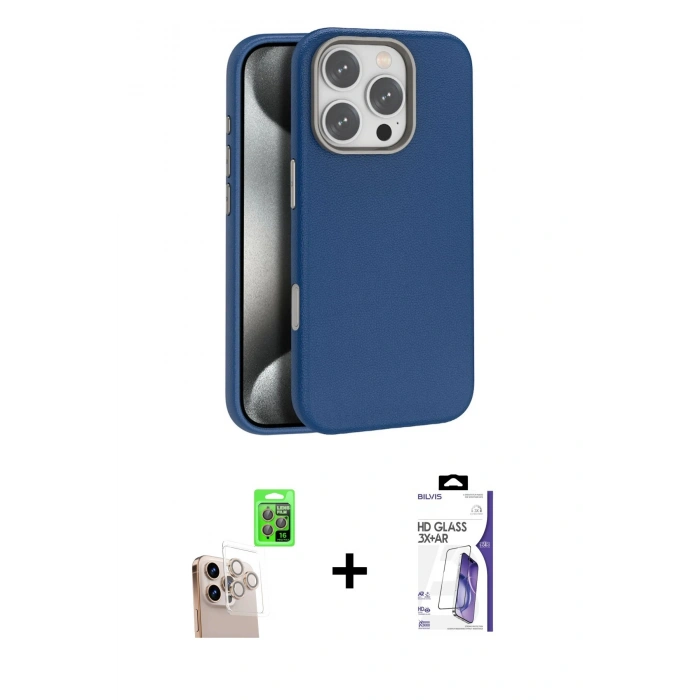 MARSİLYAN™- iPhone 16 Pro Max Kılıf Zirve Modern Prime - Siyah Bilvis 3X AR HD Cam Ekran Koruyucu + Raze Metal Kamera Lens - NLGY