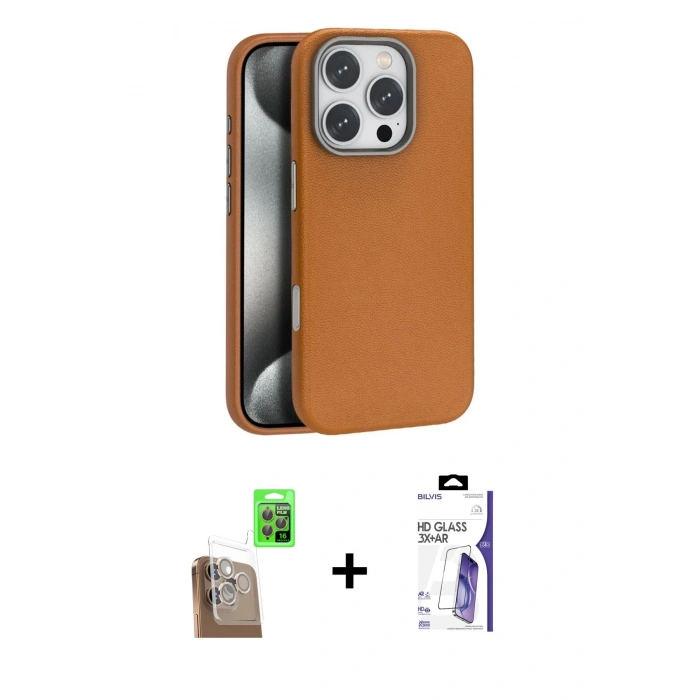 MARSİLYAN™- iPhone 16 Pro Max Kılıf Zirve Modern Prime - Siyah Bilvis 3X AR HD Cam Ekran Koruyucu + Raze Metal Kamera Lens - CLTM