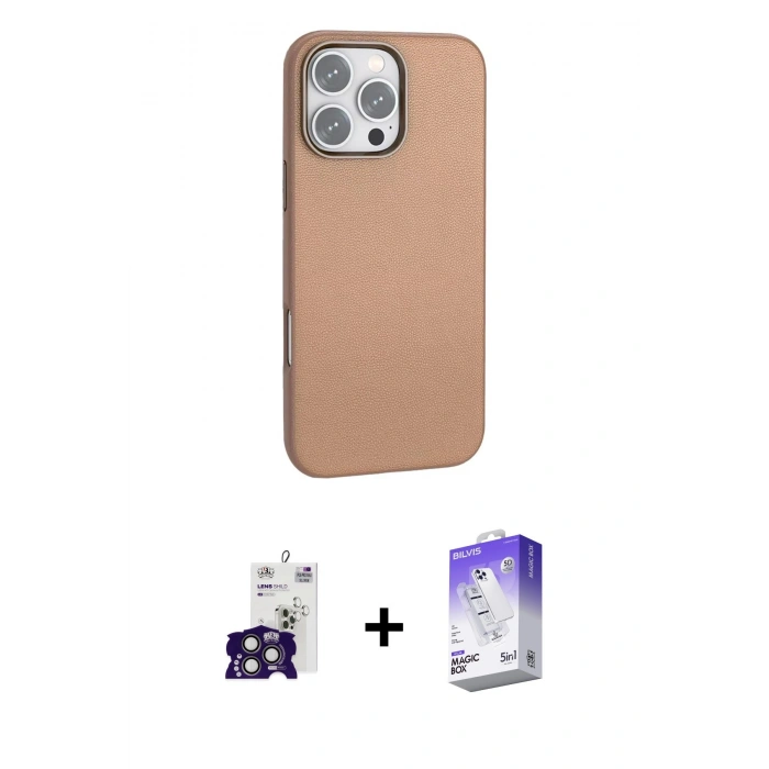 MARSİLYAN™- iPhone 16 Pro Max Kılıf Zirve Modern Prime - Siyah Bilvis 5in1 3D Magic Cam Ekran Koruyucu + Bilvis Titan Kamera Lens - TMGI