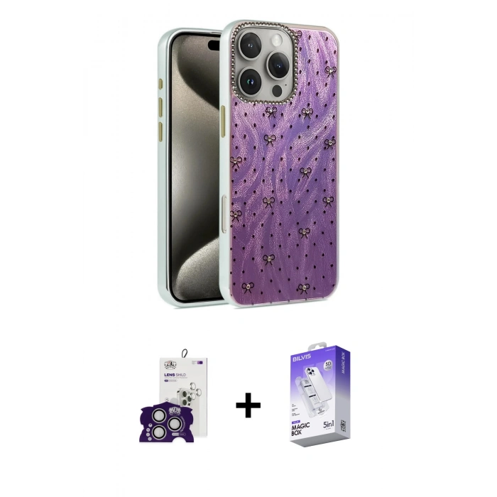 MARSİLYAN™- iPhone 16 Pro Max Kılıf Zirve Modern Prime - Siyah Bilvis 5in1 3D Magic Cam Ekran Koruyucu + Bilvis Titan Kamera Lens - GS