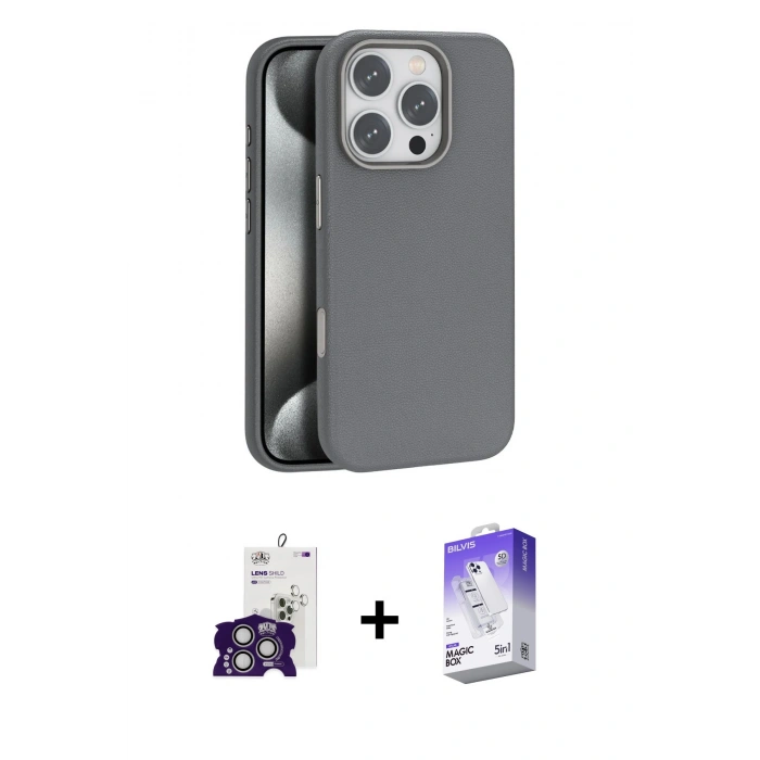 MARSİLYAN™- iPhone 16 Pro Max Kılıf Zirve Modern Prime - Siyah Bilvis 5in1 3D Magic Cam Ekran Koruyucu + Bilvis Titan Kamera Lens - GS