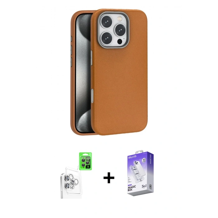 MARSİLYAN™- iPhone 16 Pro Max Kılıf Zirve Modern Prime - Siyah Bilvis 5in1 3D Magic Cam Ekran Koruyucu + Raze Metal Kamera Lens - BZ