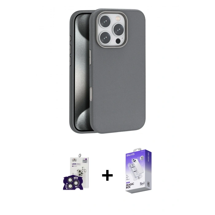 MARSİLYAN™- iPhone 16 Pro Max Kılıf Zirve Modern Prime - Siyah Bilvis 5in1 3D Magic Cam Ekran Koruyucu + Bilvis Titan Kamera Lens - TMGI
