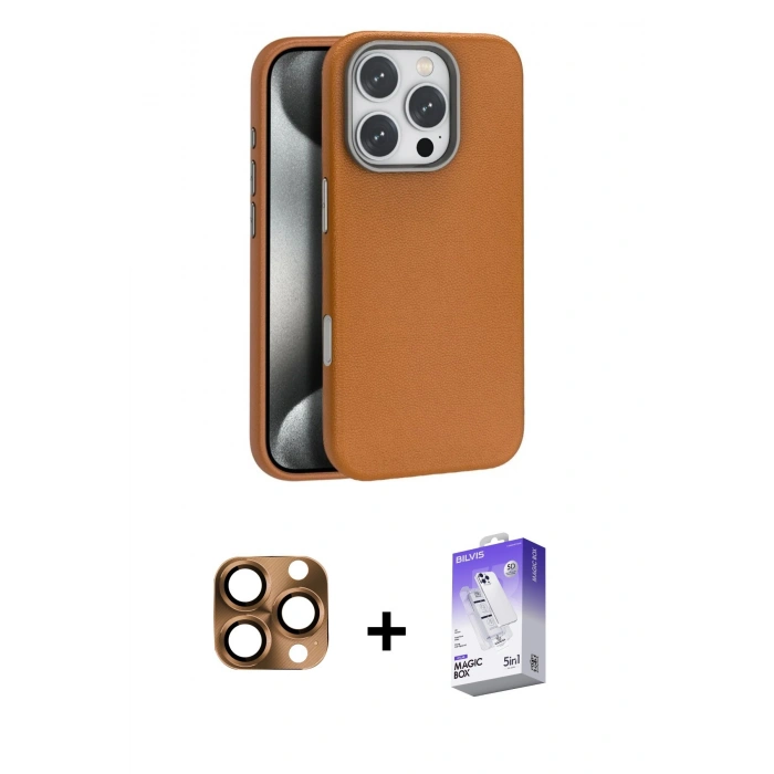 MARSİLYAN™- iPhone 16 Pro Max Kılıf Zirve Modern Prime - Siyah Bilvis 5in1 3D Magic Cam Ekran Koruyucu + Pers Alüminyum Kamera Lens - CLTM