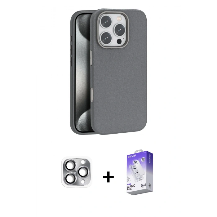 MARSİLYAN™- iPhone 16 Pro Max Kılıf Zirve Modern Prime - Siyah Bilvis 5in1 3D Magic Cam Ekran Koruyucu + Pers Alüminyum Kamera Lens - GI