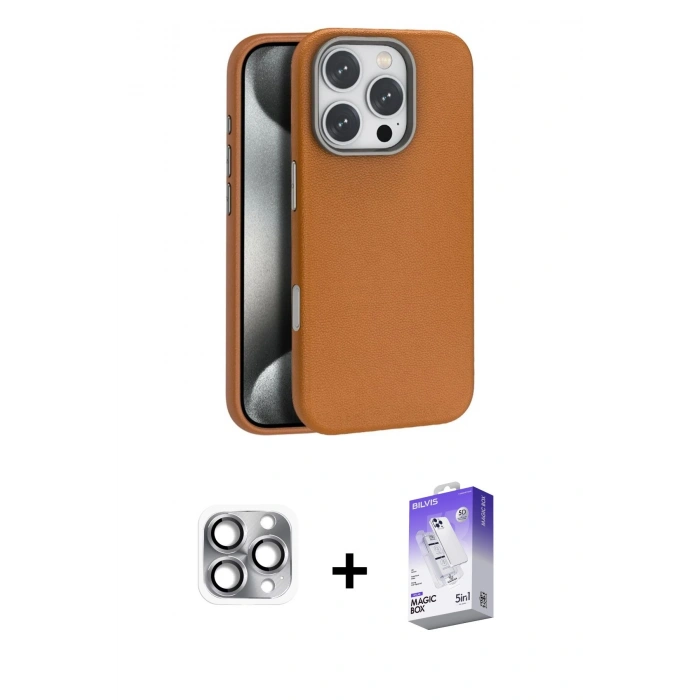 MARSİLYAN™- iPhone 16 Pro Max Kılıf Zirve Modern Prime - Siyah Bilvis 5in1 3D Magic Cam Ekran Koruyucu + Pers Alüminyum Kamera Lens - GI