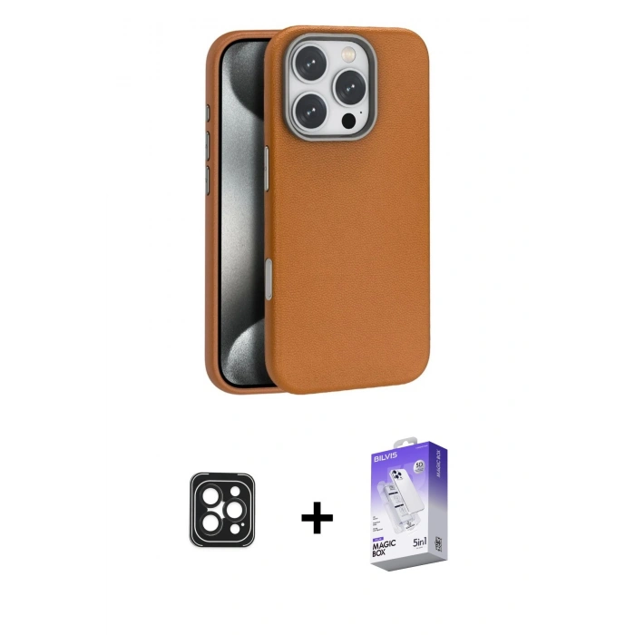 MARSİLYAN™- iPhone 16 Pro Max Kılıf Zirve Modern Prime - Siyah Bilvis 5in1 3D Magic Cam Ekran Koruyucu + PVD Metal Kamera Lens - SH