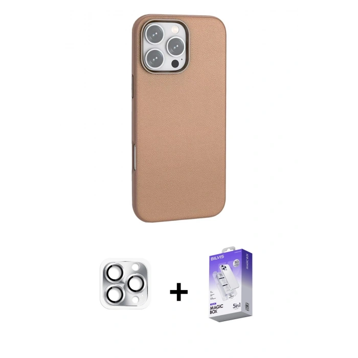 MARSİLYAN™- iPhone 16 Pro Max Kılıf Zirve Modern Prime - Siyah Bilvis 5in1 3D Magic Cam Ekran Koruyucu + Pers Alüminyum Kamera Lens - GS